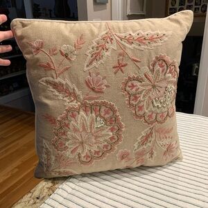 Vintage Pier One Embroidered Floral Accent Pillow